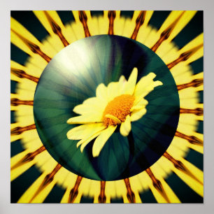 Poster Jaune Daisy Floral Art Abstrait