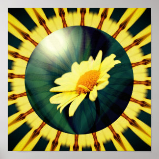 Poster Jaune Daisy Floral Art Abstrait