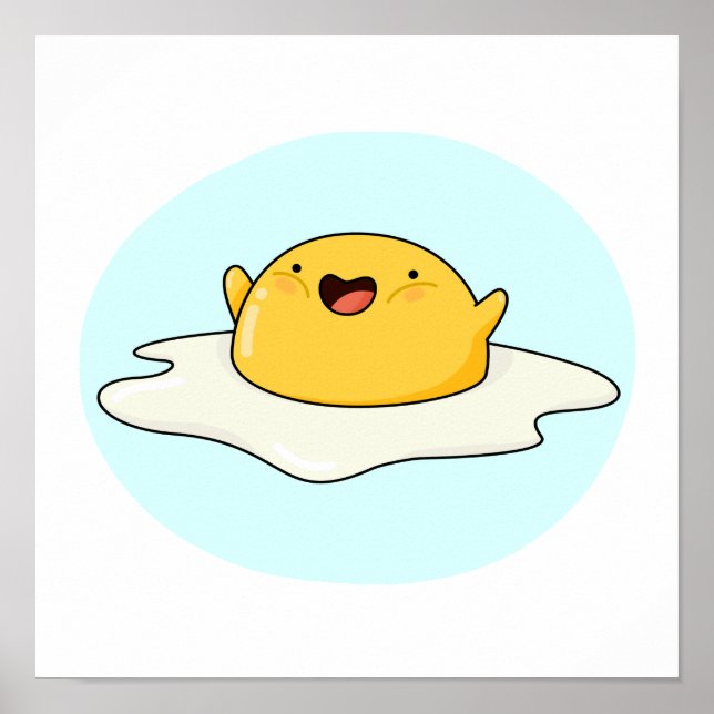 Poster Jaune d'Oeufs Joyeux Cute Kawaii (Devant)