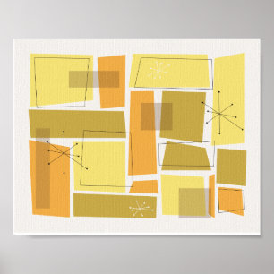 Poster Jaune et Orange Funky Motif du milieu du siècle mo