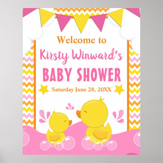 Poster Jaune et rose en caoutchouc Ducky Polka Dot Baby s (Devant)