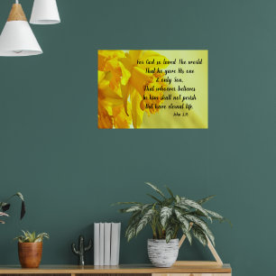 Poster Jaune jonquille Jaune 3:16 Pour Dieu si aimée Post