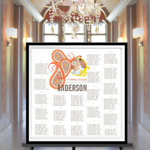 Poster Jaune Orange Aqua Menthe Persimmon Paisley Mariage