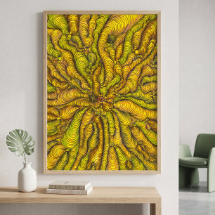 Poster Jaune Psychedelique Illusion Organique Maximaliste