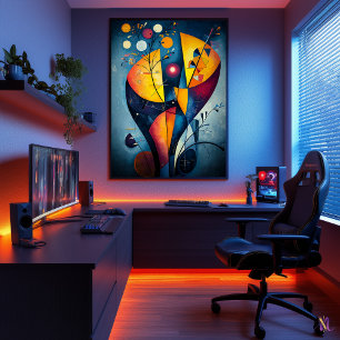 Poster Jaune Rouge Bleu - Cubiste Inspiré par Kandinsky