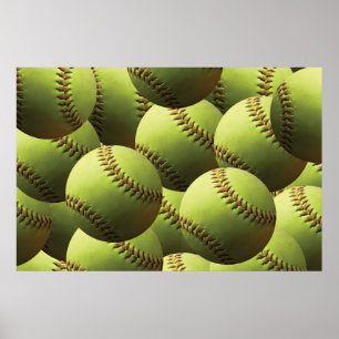 Poster Jaune Softball Fastpitball Multiball