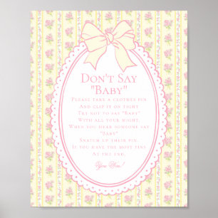 Poster Jaune Vintage Élégant Floral Ne Dis Pas Bébé Jeu