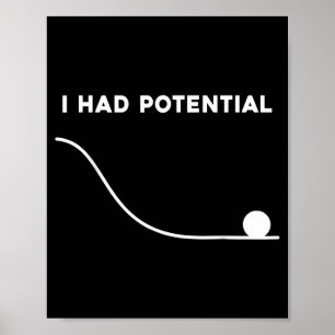 Poster J'avais du potentiel Citation minimale drôle et sa