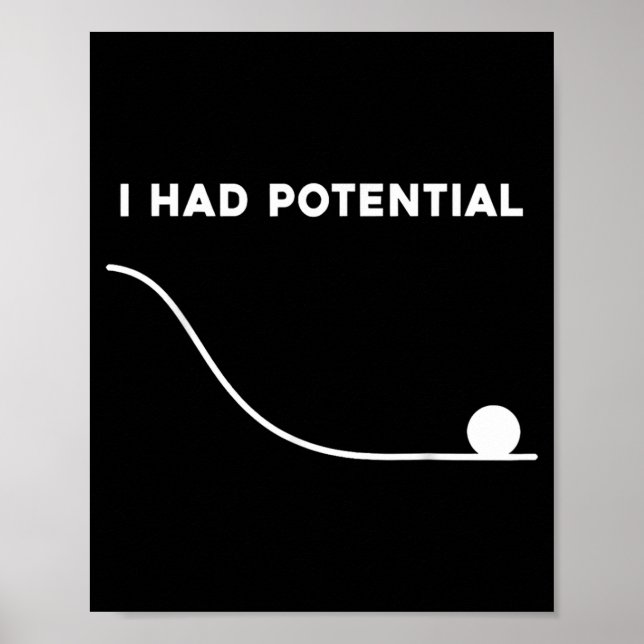 Poster J'avais du potentiel Citation minimale drôle et sa (Devant)