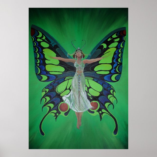 Poster Jazz Age Showgirl Flapper portant des ailes papill (Devant)