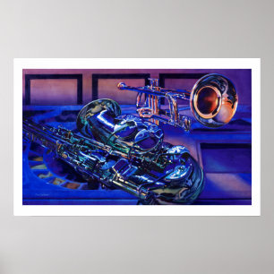 Poster "Jazz aquarelle d'instruments de musique dans