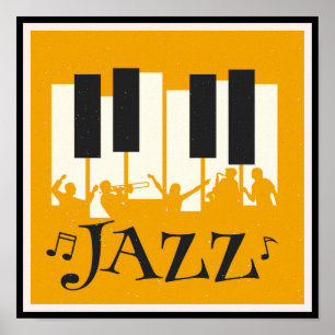 Poster Jazz Piano Music Illustration Notes musicales