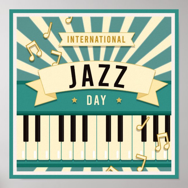 Poster Jazz Piano Music Illustration Notes musicales (Devant)