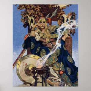 Poster JC Leyendecker Reine Maeve Guerrière Celtique