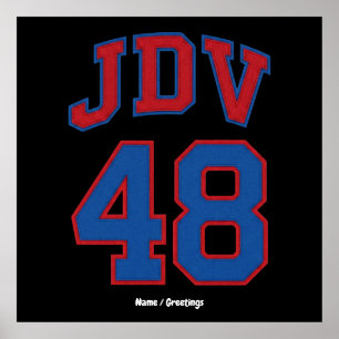 Poster JDV 48 Rétro Style Universitaire Monogramme Vintag