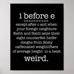Poster Je Avant E Sauf Quand Keith Weird Funky Grammar M