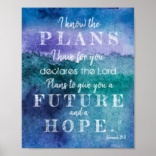 Poster Je Connais Les Plans Écriture Bleu Purple Aquarell