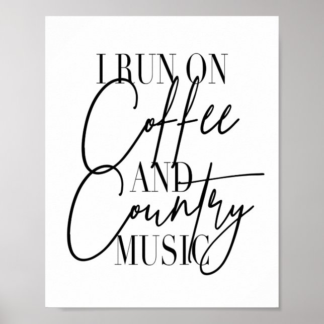 Poster Je cours sur le café et la musique country (Devant)