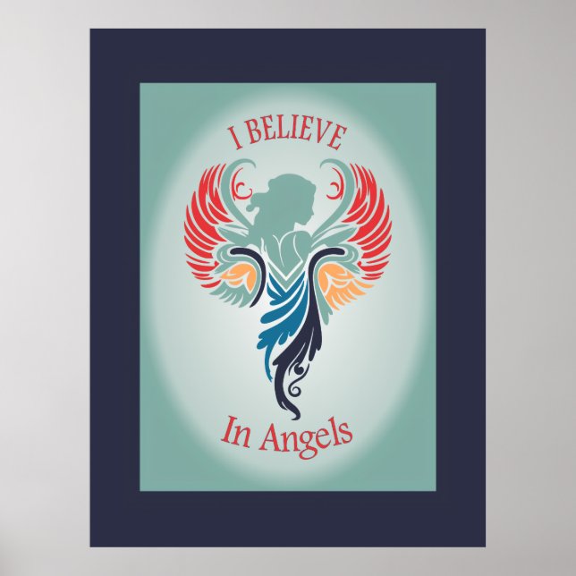 Poster Je crois à Angels Wood Tpped Tapestry (Devant)