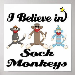 Poster je crois aux singes chaussettes