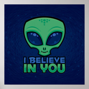 Poster Je crois en toi, ami alien de dessin animé