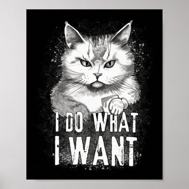 Poster Je Fais Ce Que Je Veux Chat Halloween Drôle Chat H (Devant)