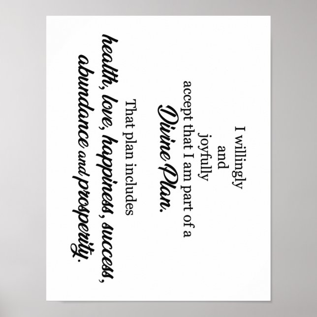 Poster Je fais partie d'un plan divin Affirmation positiv (Devant)