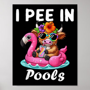 Poster Je fais pipi dans les piscines Highlands Cow Blagu