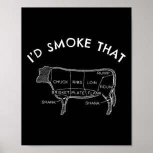 Poster Je fumerais cette vache drôle Fumer Barbecue Grill