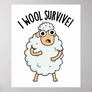 Poster Je Laine Survive Des Puns Moutons Drôle