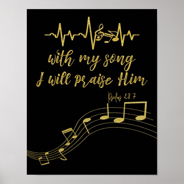Poster Je le louerai avec la chanson KJV Bible Verse (Devant)