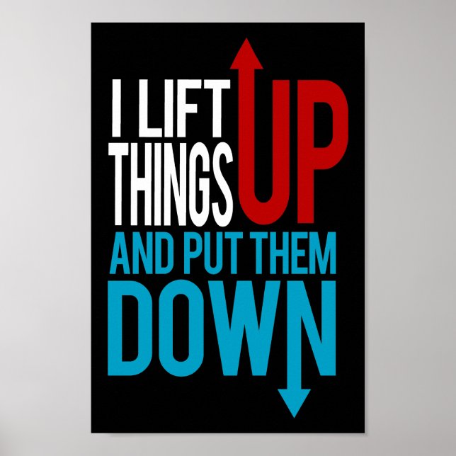 Poster Je lève les choses drôle Gym Rat (Devant)