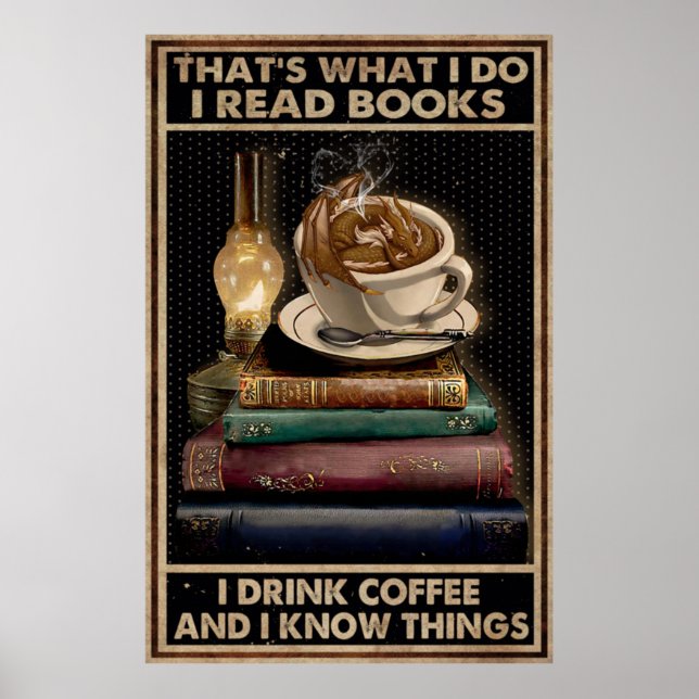 Poster Je Lis Livre Et Bois Café (Devant)