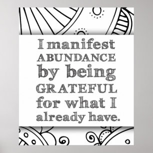 Poster Je Manifeste L'Abondance En Étant Une Affirmation 