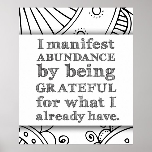 Poster Je Manifeste L'Abondance En Étant Une Affirmation  (Devant)