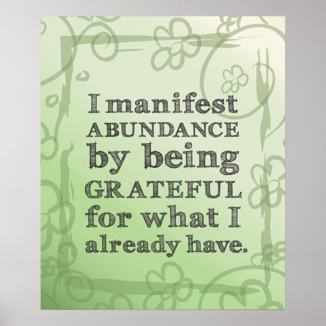 Poster Je Manifeste L'Abondance En Étant Une Affirmation  (Devant)