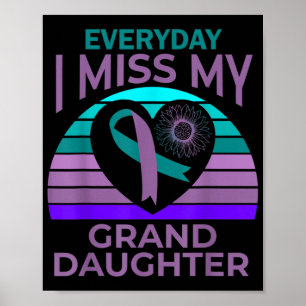 Poster Je manque ma petite-fille Cœur Sensibilisation au