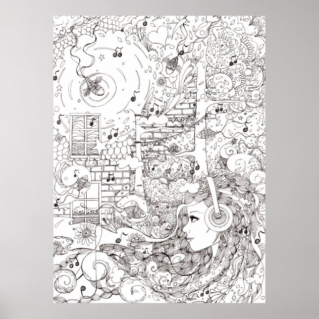 Poster Je me suis assis au bord de l'océan - illustration (Devant)