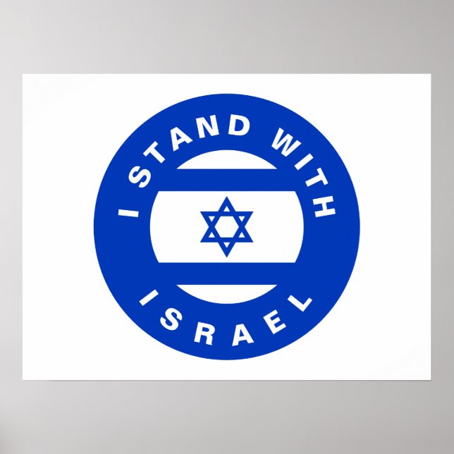 Poster Je me tiens avec Israël bleu drapeau blanc coutume (Devant)