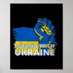 Poster Je me tiens avec le drapeau de l'Ukraine - Drapeau