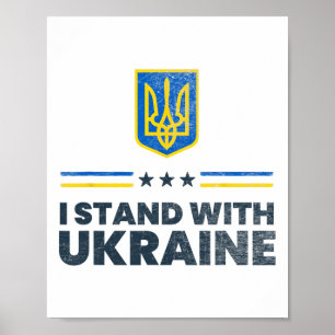 Poster Je me tiens avec le drapeau de l'Ukraine - Drapeau