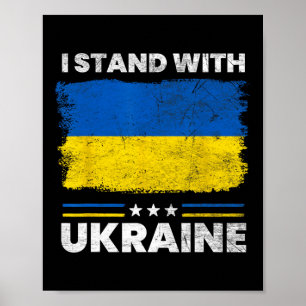 Poster Je me tiens avec le drapeau de l'Ukraine - Drapeau