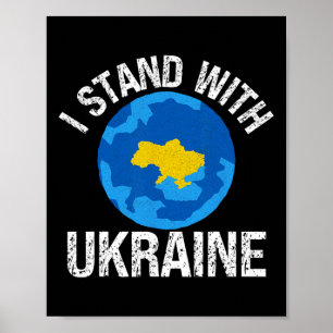 Poster Je me tiens avec l'Ukraine Carte du monde Soutien