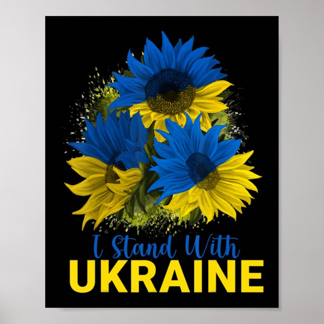 Poster Je Me Tiens Avec L'Ukraine Drapeau De Tournesol Pa (Devant)