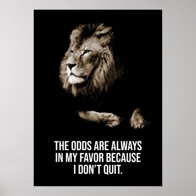 Poster Je n'arrête pas - Lion Succès Esprit Motivation (Devant)