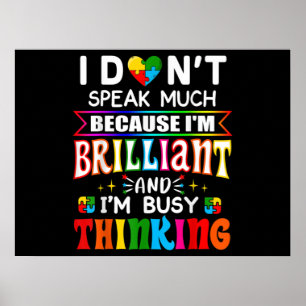 Poster Je Ne Parle Pas Beaucoup D'Autisme Autiste brillan