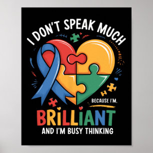 Poster Je Ne Parle Pas Beaucoup De Brillant Autisme Autis