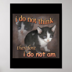 Poster Je ne pense donc je ne suis pas Cat Meme Men