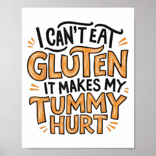 Poster Je ne peux pas manger de gluten, ça me fait mal au