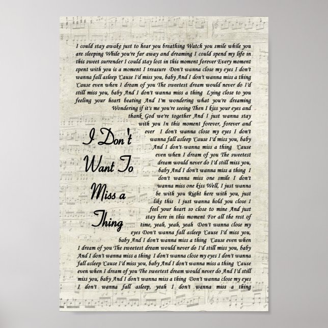 Poster Je ne veux pas manquer une chose Script Chanson Ly (Devant)
